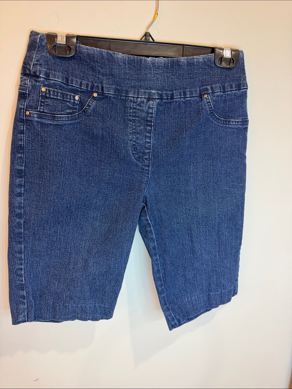 Ruby Red Classic Mid-Length Fitted Denim Shorts, 6